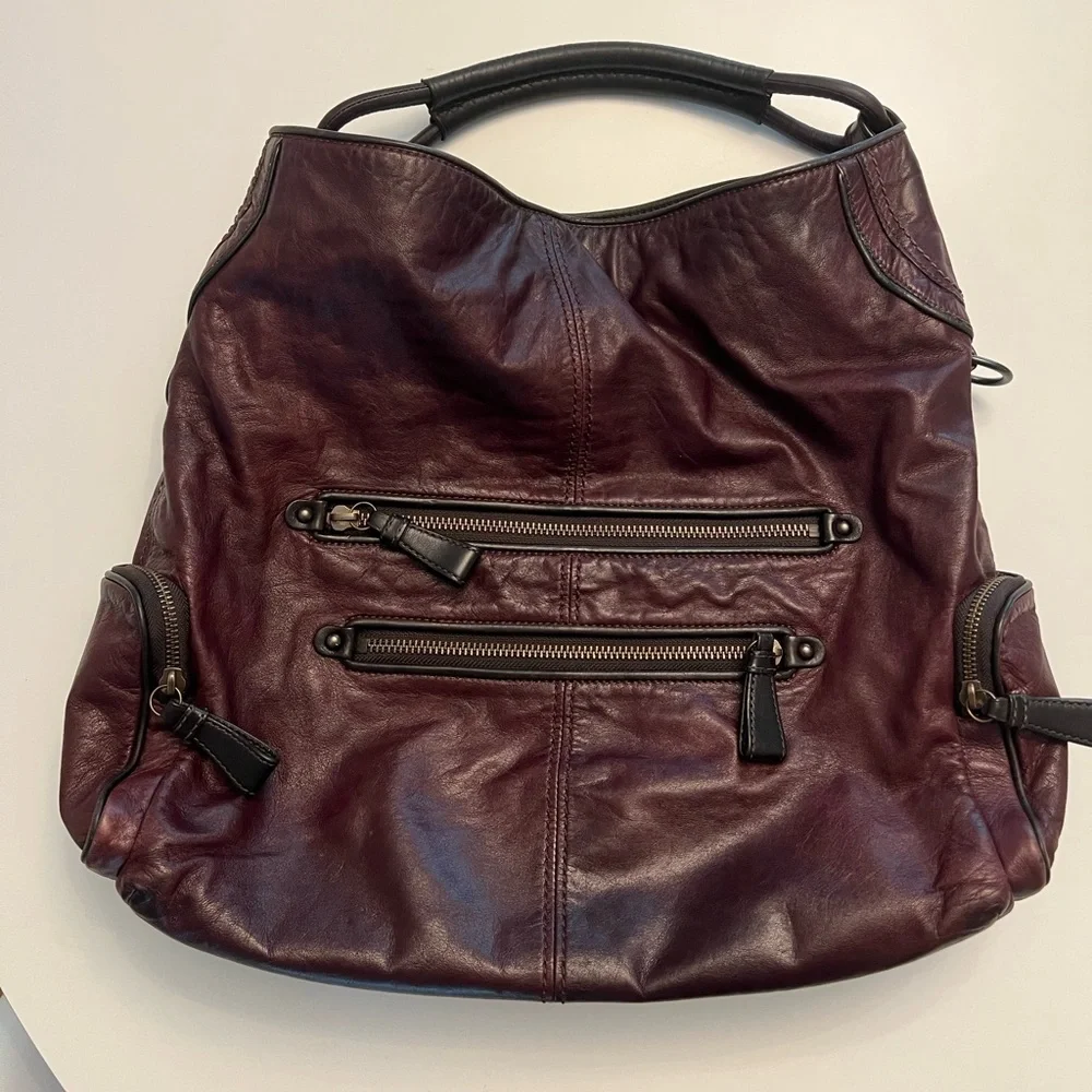 Y2K Coach hobo slouch Brown saddle Burgundy Leather Women's Bag - Picture 1 of 16